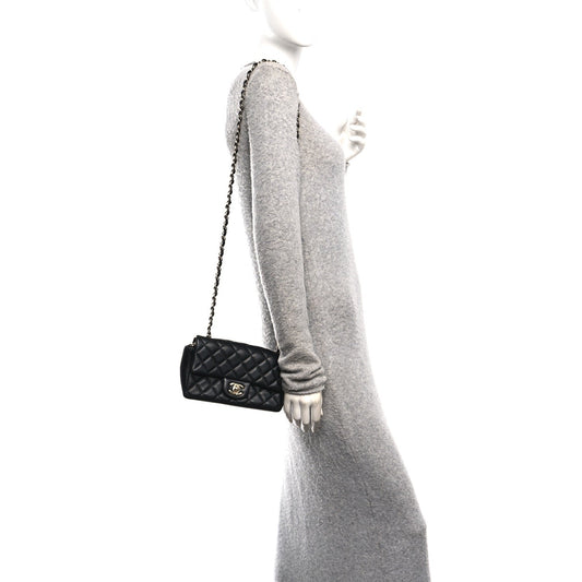Lambskin Quilted Mini Rectangular Flap Black