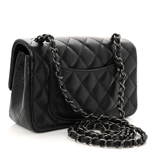 Caviar Quilted Mini Rectangular Flap Black