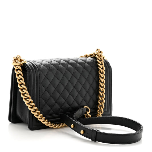 Caviar Quilted Medium Boy Flap Black