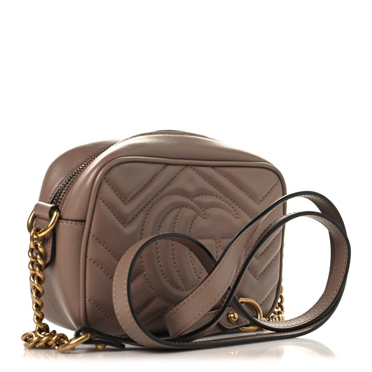 Calfskin Matelasse Mini GG Marmont Chain Shoulder Bag Porcelain Rose