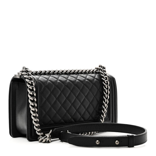 Caviar Quilted Medium Boy Flap Black
