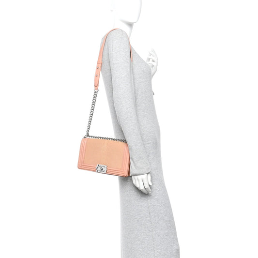 Galuchat Stingray Medium Boy Flap Pink