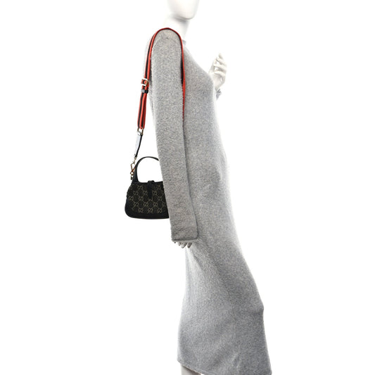 Jacquard Denim GG Monogram Small Jackie 1961 Hobo Black Ivory