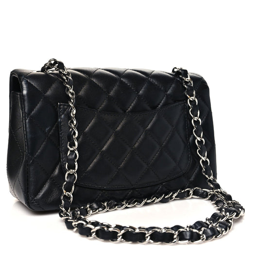 Lambskin Quilted Mini Rectangular Flap Black