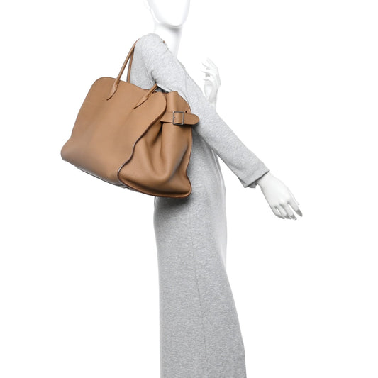 Matte Grained Calfskin Soft Margaux 17 Dark Taupe
