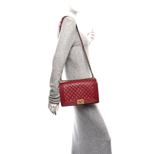 Lambskin Quilted New Medium Boy Flap Red