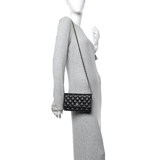 Caviar Quilted Wallet on Chain WOC Black