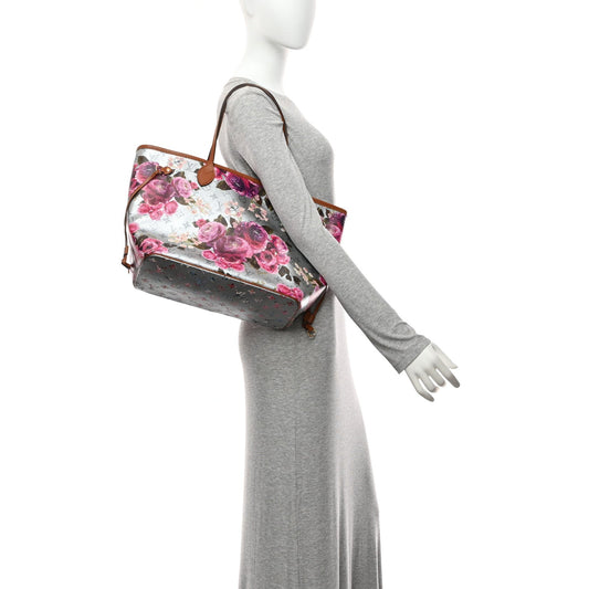 Metallic Monogram LV Garden Neverfull MM Silver