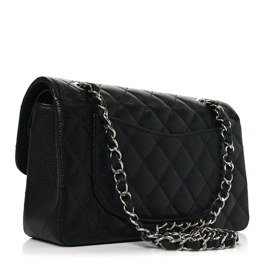 Caviar Quilted Small Double Flap Black