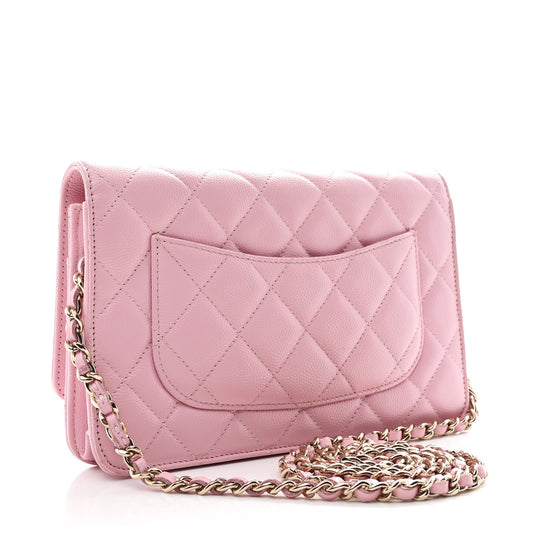 Caviar Quilted Wallet on Chain WOC Light Pink