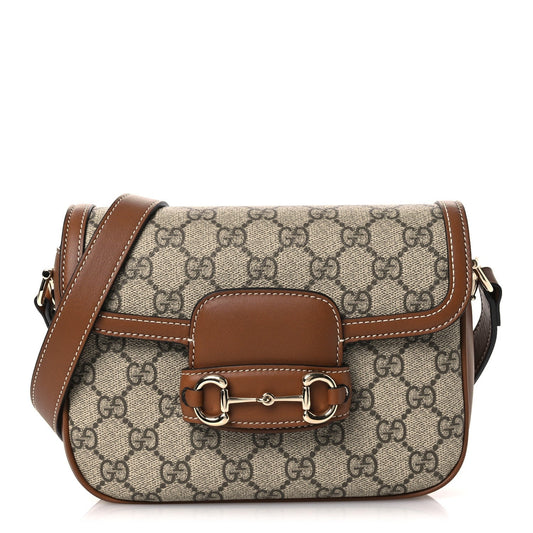 GG Supreme Monogram Duomo Lux Horsebit 1955 Soft Small Shoulder Bag Beige Ebony Sundial