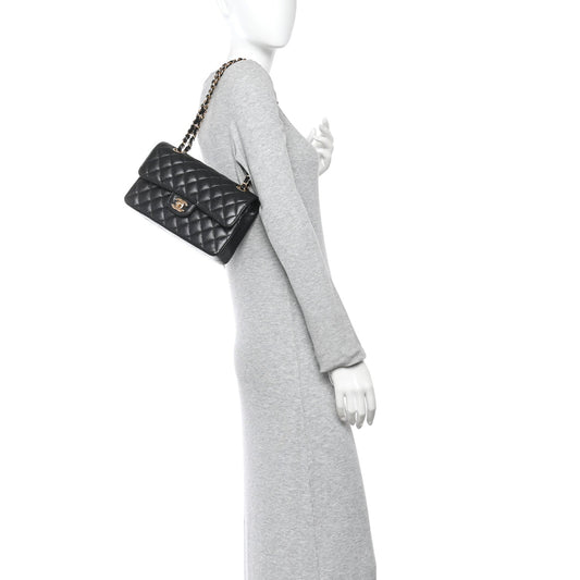 Caviar Quilted Small Double Flap Black