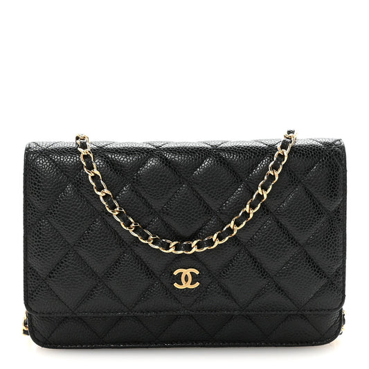 Caviar Quilted Wallet On Chain WOC Black