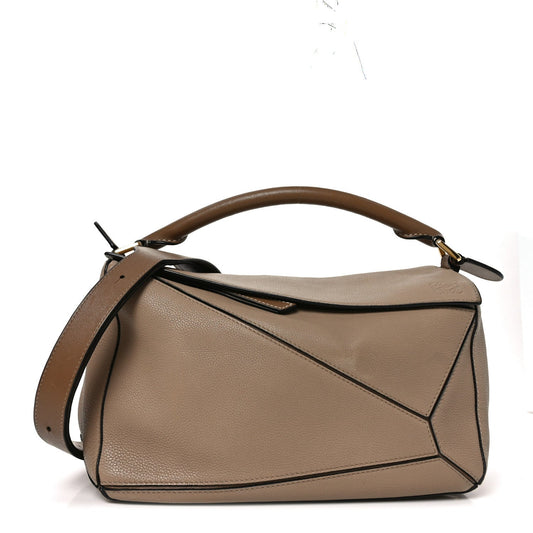 Grained Calfskin Medium Puzzle Bag Sand Mink