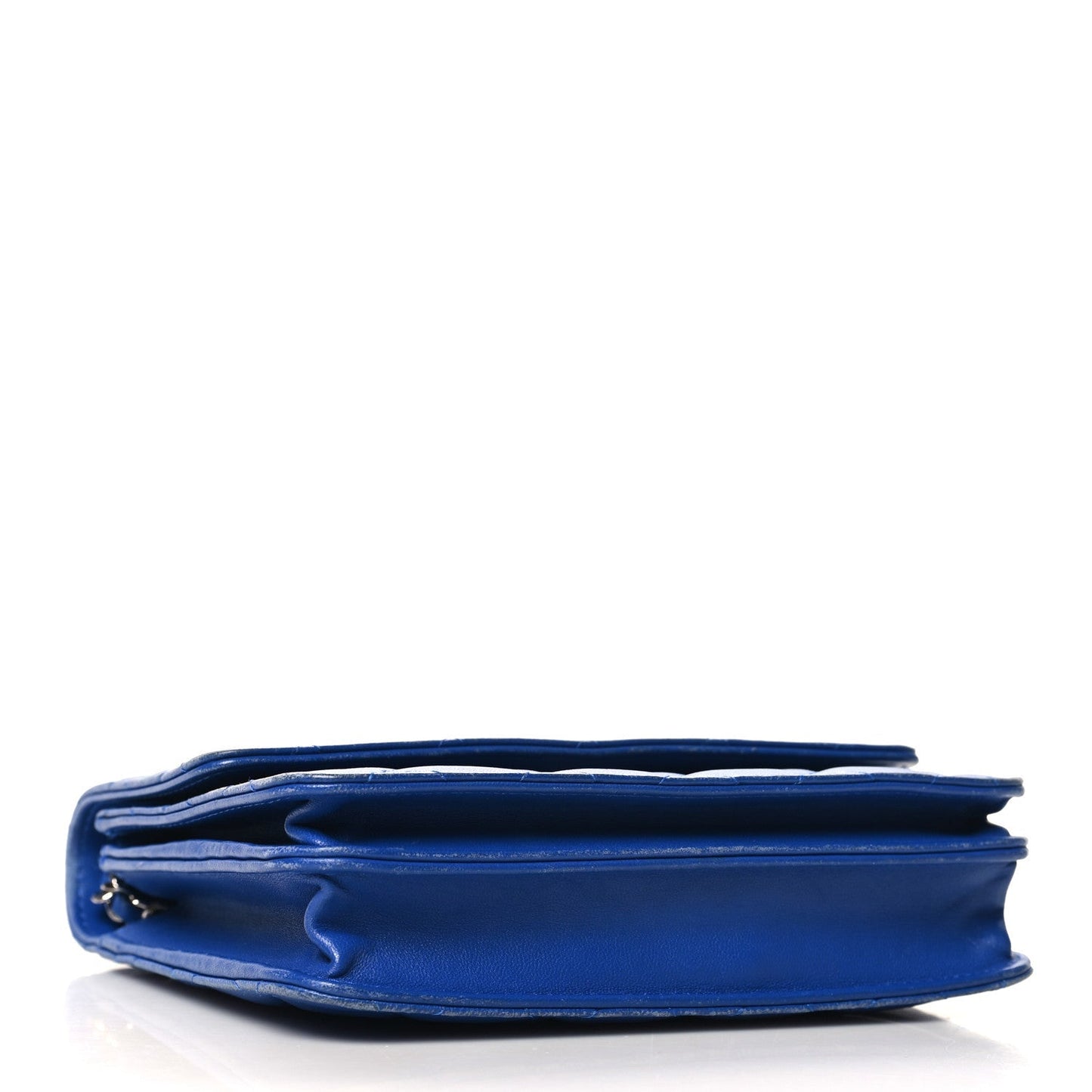Lambskin Quilted Square Wallet On Chain WOC Blue