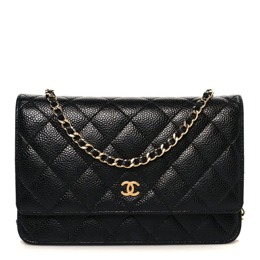 Caviar Quilted Wallet On Chain WOC Black