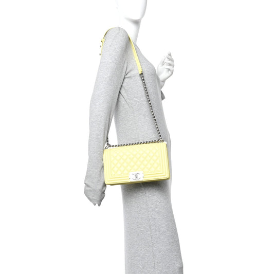 Caviar Quilted Medium Boy Flap Yellow