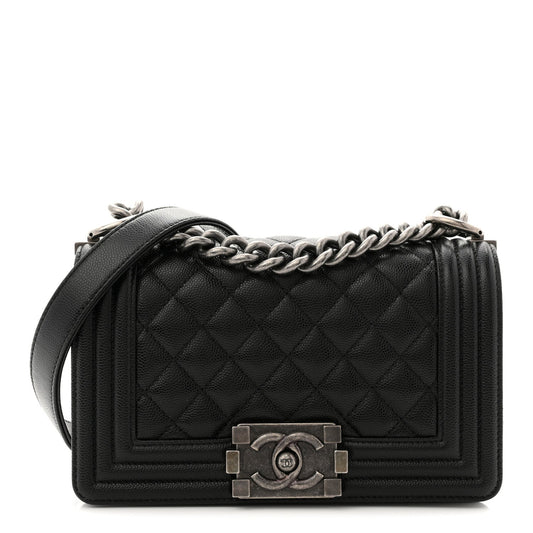 Caviar Quilted Small Boy Flap Black