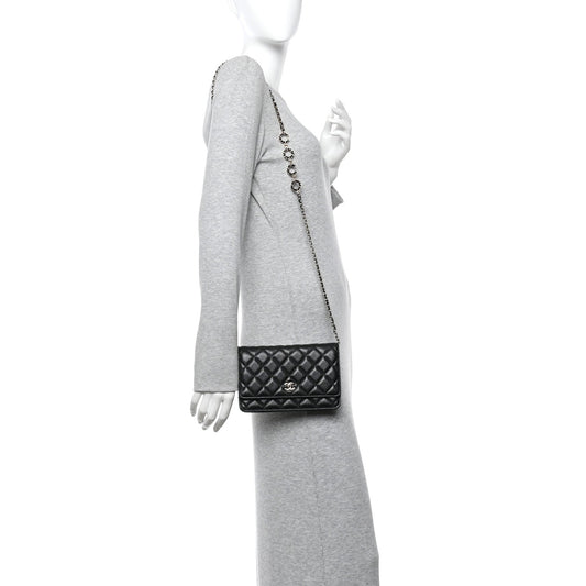 Caviar Quilted Miss Coco Wallet On Chain WOC Black