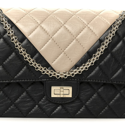 Aged Calfskin Quilted 2.55 Reissue 226 Flap Beige Black