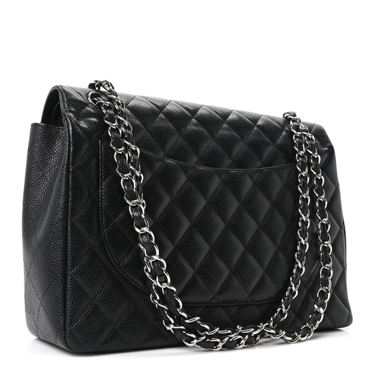 Caviar Quilted Maxi Double Flap Black