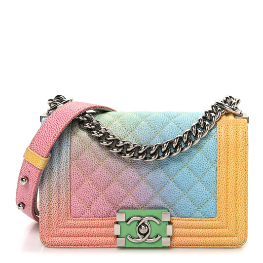 Caviar Quilted Small Cuba Rainbow Boy Flap Multicolor