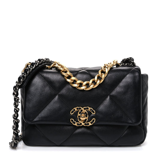 Lambskin Quilted Medium Chanel 19 Flap Black