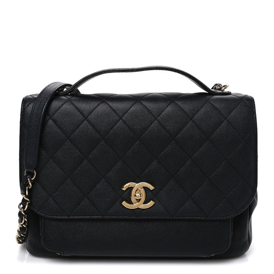 Caviar Quilted Large Business Affinity Flap Black