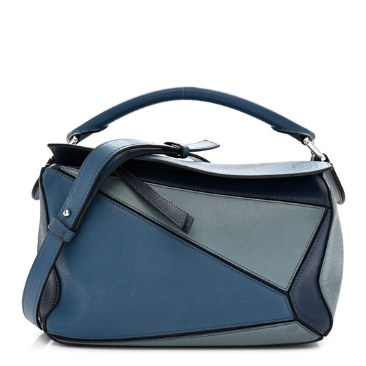 Calfskin Medium Puzzle Bag Marine Stone Steel Blue