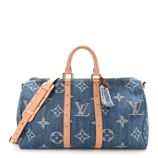 Denim Monogram New LV Remix Keepall Bandouliere 45 Blue