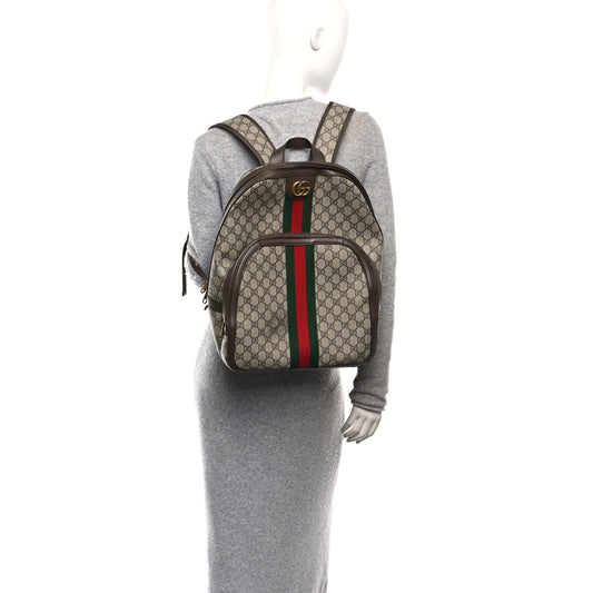 GG Supreme Monogram Medium Ophidia Day Backpack Beige Ebony New Acero