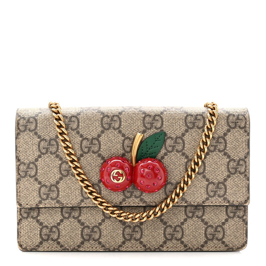 GG Supreme Monogram Mini Cherry Chain Bag