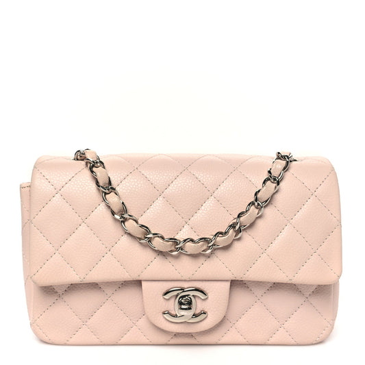 Caviar Quilted Mini Rectangular Flap Light Pink