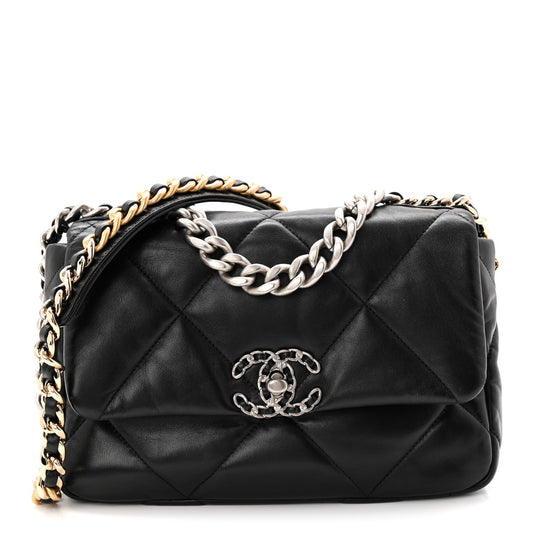 Lambskin Quilted Medium Chanel 19 Flap Black