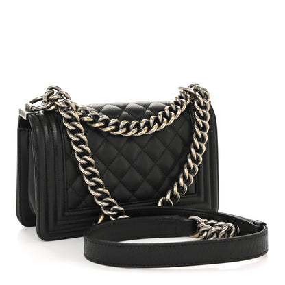 Caviar Quilted Small Boy Flap Black