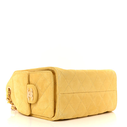 Suede Quilted Mini Chanel 25 Handbag Yellow