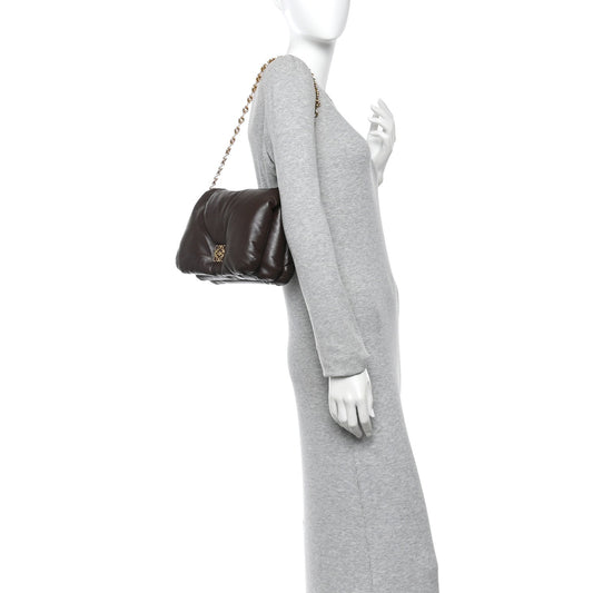 Lambskin Goya Puffer Bag Dark Chocolate