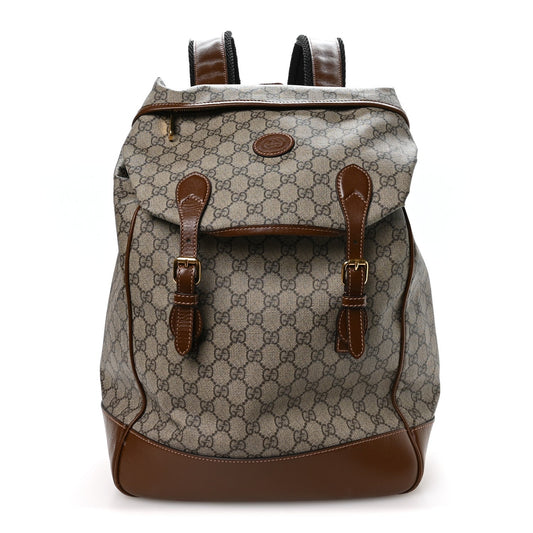 GG Supreme Monogram Azalea Calfskin Medium Retro Interlocking G Buckle Backpack Beige Ebony Brown Sugar