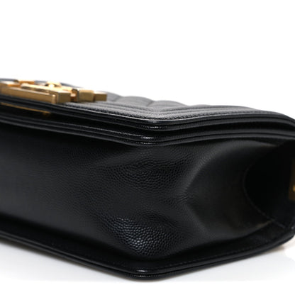 Caviar Quilted Small Boy Flap Black