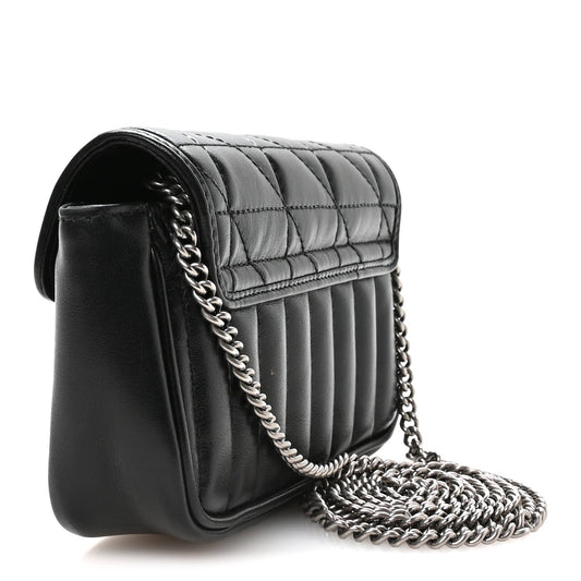 Calfskin Matelasse Aria Super Mini GG Marmont Shoulder Bag Black