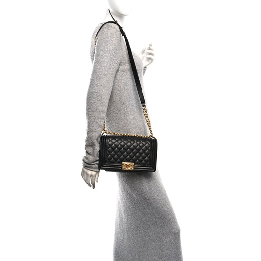Caviar Quilted Medium Boy Flap Black