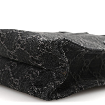 Denim GG Monogram Calfskin Mini Ophidia Tote Bag Black