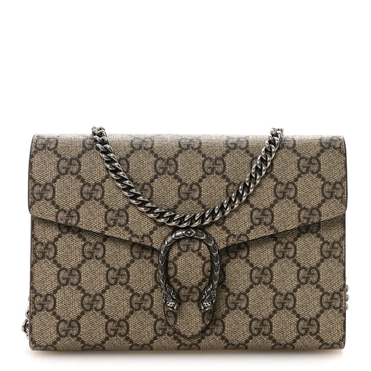GG Supreme Monogram Mini Dionysus Chain Wallet Beige Taupe
