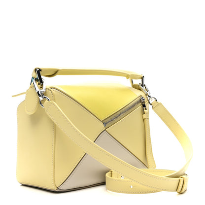X ALBERS Nappa Calfskin Small Puzzle Bag Pale Grey Light Citrine