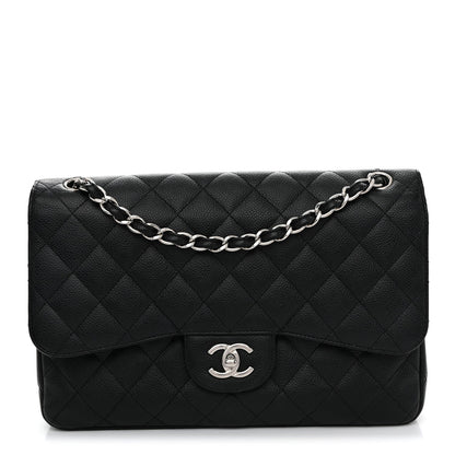 Caviar Quilted Jumbo Double Flap Black