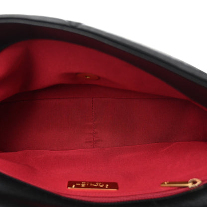 Shiny Goatskin Quilted Large Chanel 19 Flap Black