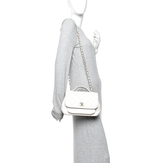 Caviar Quilted Medium Business Affinity Flap White