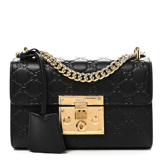 Guccissima Small Padlock Shoulder Bag Black