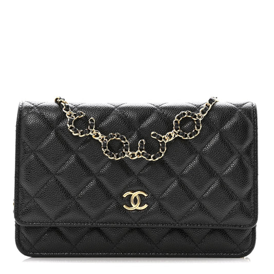 Caviar Quilted Miss Coco Wallet On Chain WOC Black