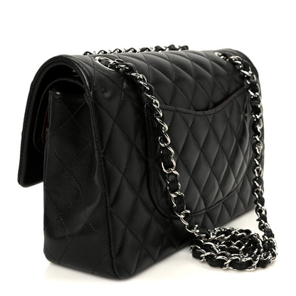 Lambskin Quilted Medium Double Flap Black